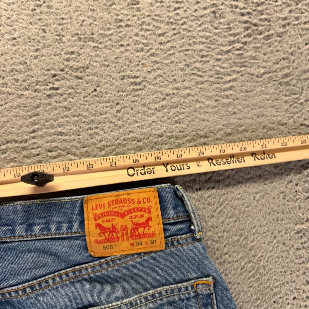 Levi's 505 Jeans Mens 34x30 Blue Cotton Denim Straight Travel Workwear Utility